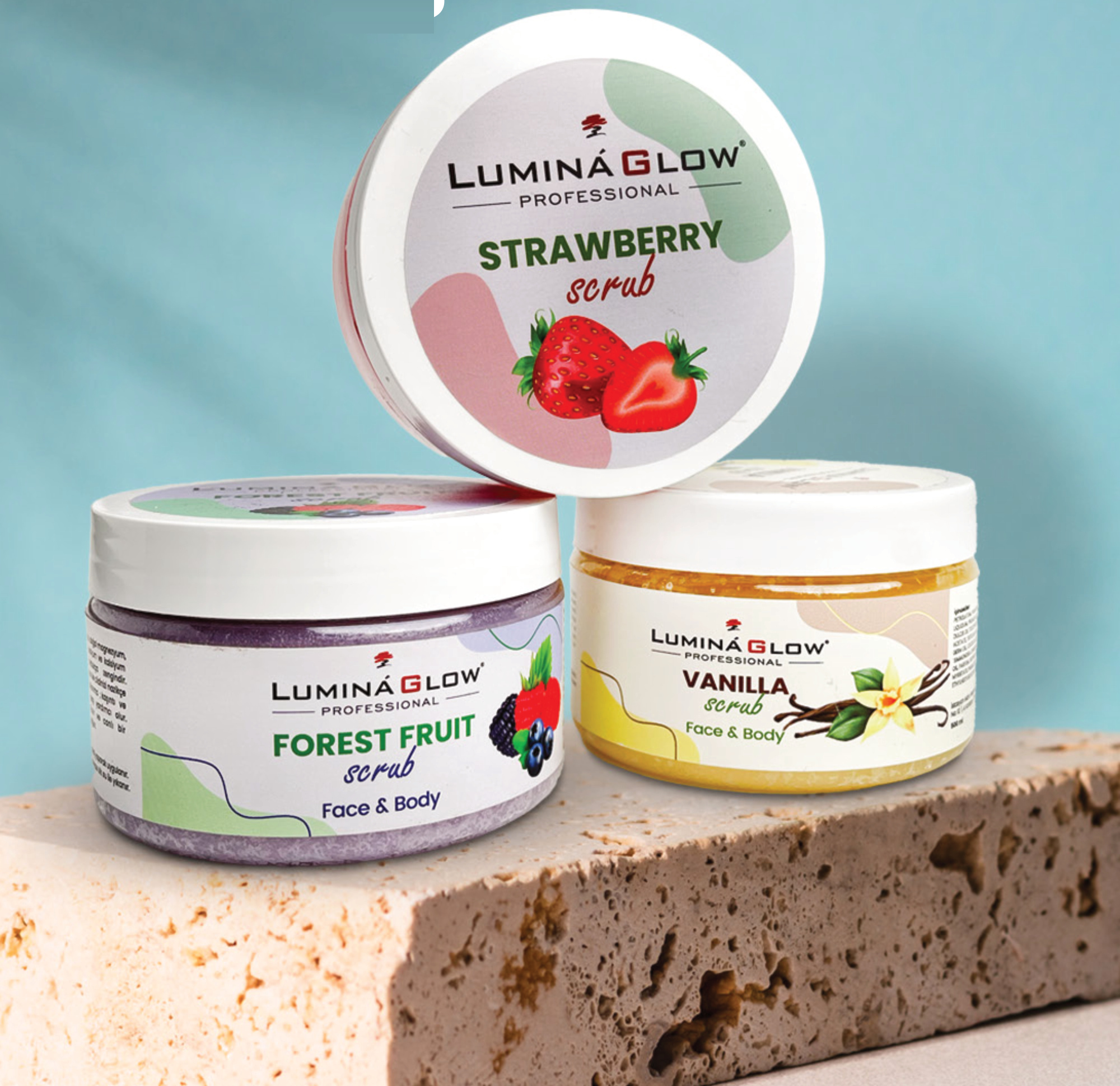 Lumina Glow El & Vücut Peeling Scrub Serisi (Çilek, Orman Meyvesi, Vanilya)